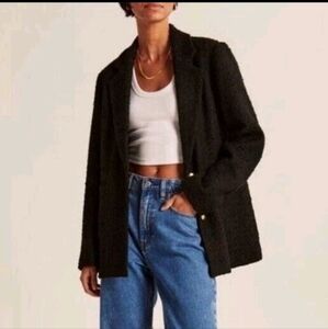 Abercrombie‎ & Fitch Blazer Womens Size XS P Black Capsule Quiet Luxury Office